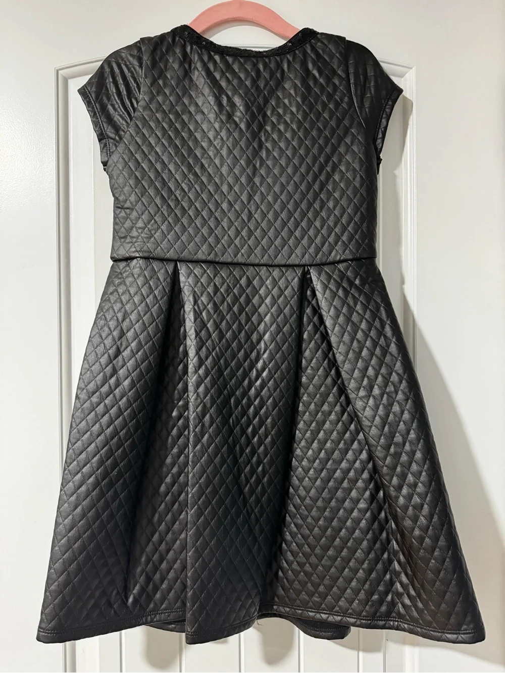 NWOT Biscotti Quilted Black Faux Leather Dress with Zip Front - Size 8